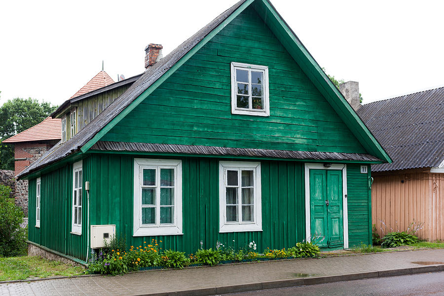 Houses of Karaites in Trakai, Lithuania. Photograph by Tomch