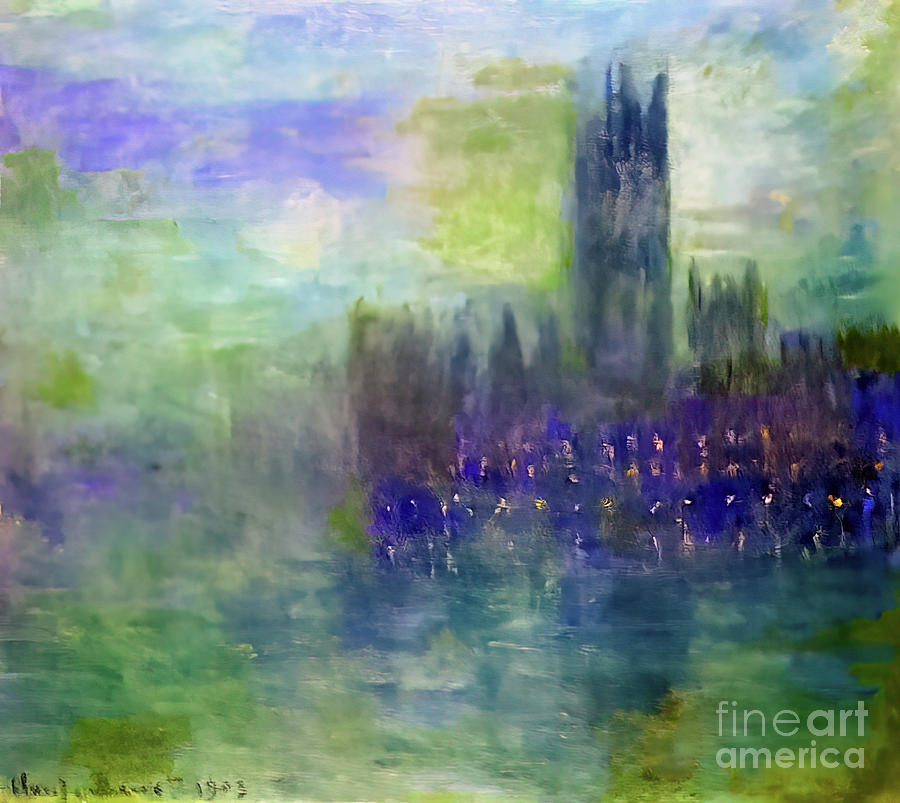 Houses of Parliament, Fog Effect II by Claude Monet 1903 Painting by Claude Monet