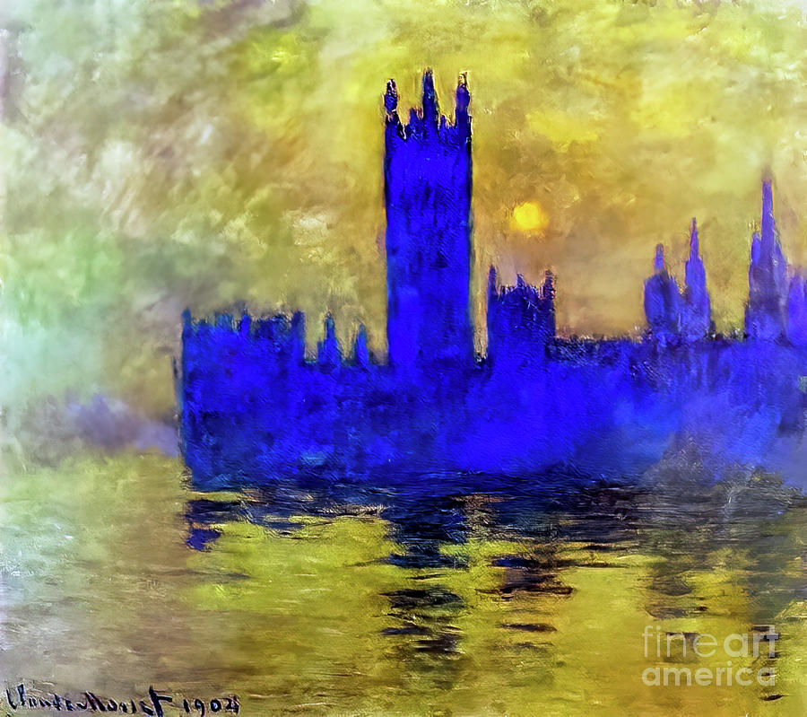 Houses of Parliament, Sunset II by Claude Monet 1904 Painting by Claude Monet