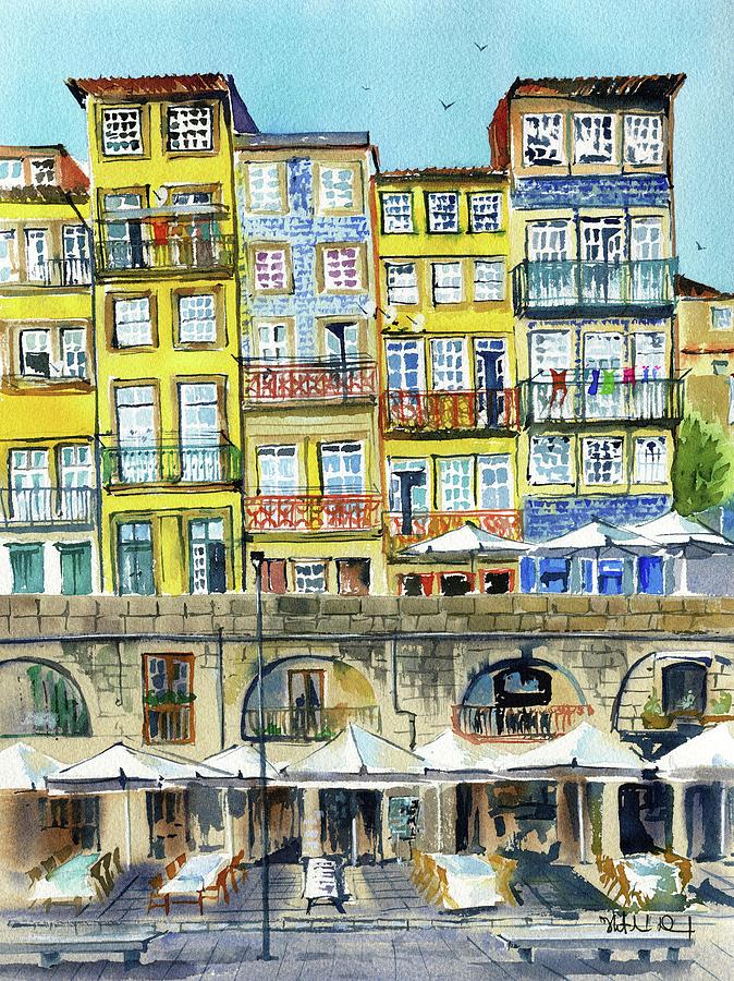 Houses of Porto Ribeira Painting by Dora Hathazi Mendes