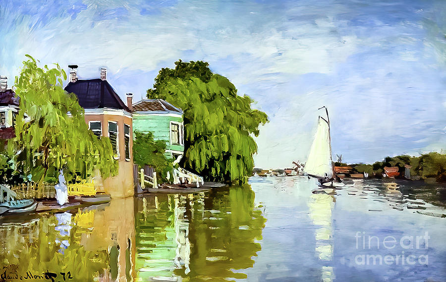 Houses on the Achterzaan by Claude Monet 1871 Painting by Claude Monet
