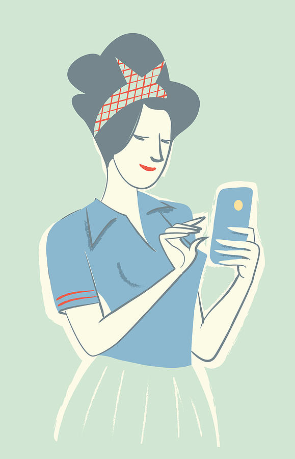 Housewife Calling for Cell Phone Drawing by SaulHerrera