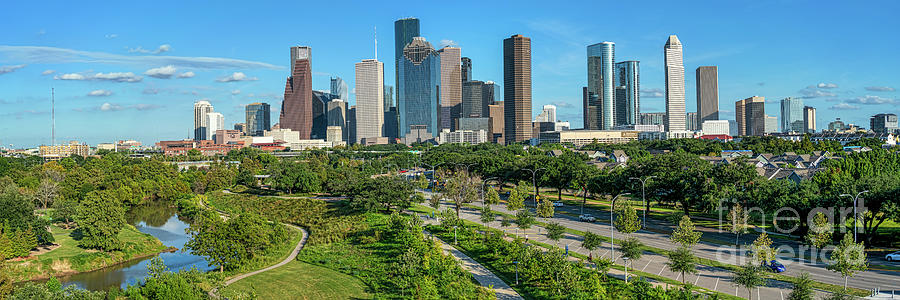 Houston Photograph - Houston Aerial Skyline Panorama  by Bee Creek Photography - Tod and Cynthia