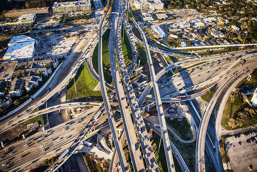 Houston Freeway Interchange Photograph by Art Wager