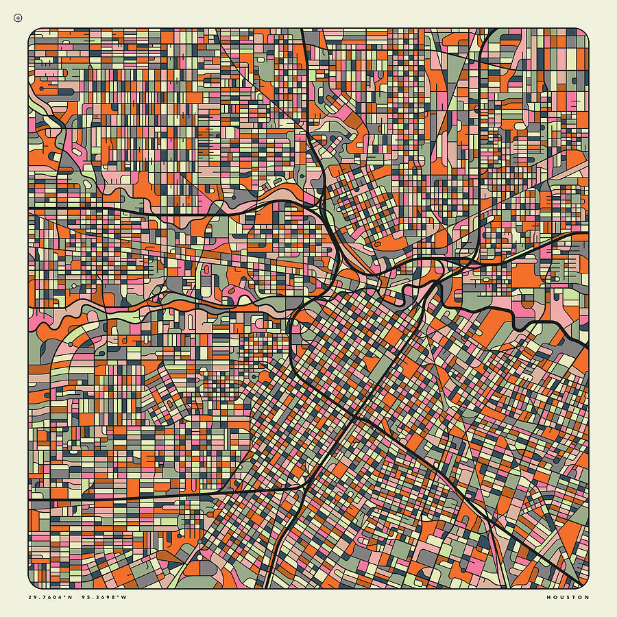 Houston Digital Art - HOUSTON MAP 2022 Edition by Jazzberry Blue