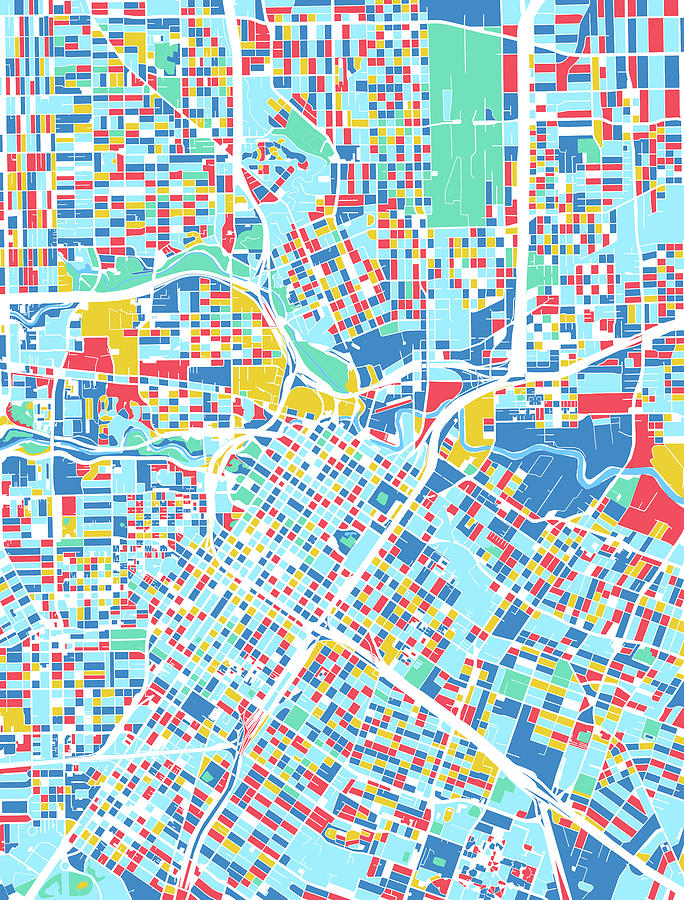 Houston Map Retro 7 Digital Art