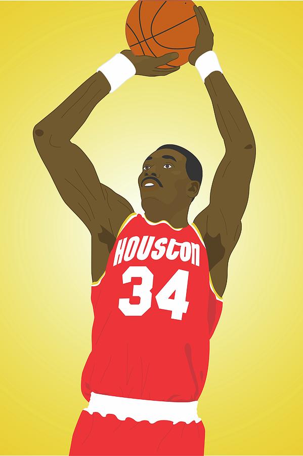 Houston Rockets Hakeem Olajuwon 1987 Digital Art By Troy Arthur