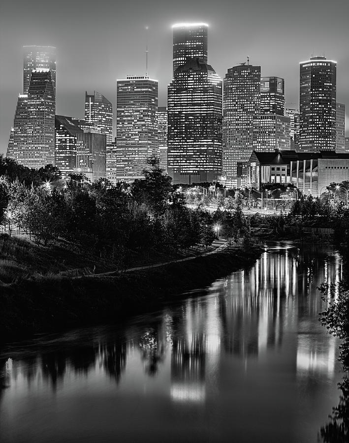Houston Skyline Black and White Photograph by JC Findley