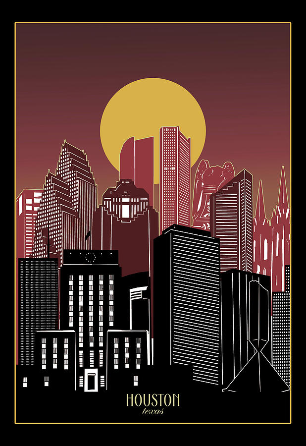 Houston Skyline Minimal 3 Digital Art