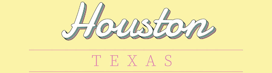 Houston Texas typography Poster blue Painting by Hunt Logan | Fine Art ...