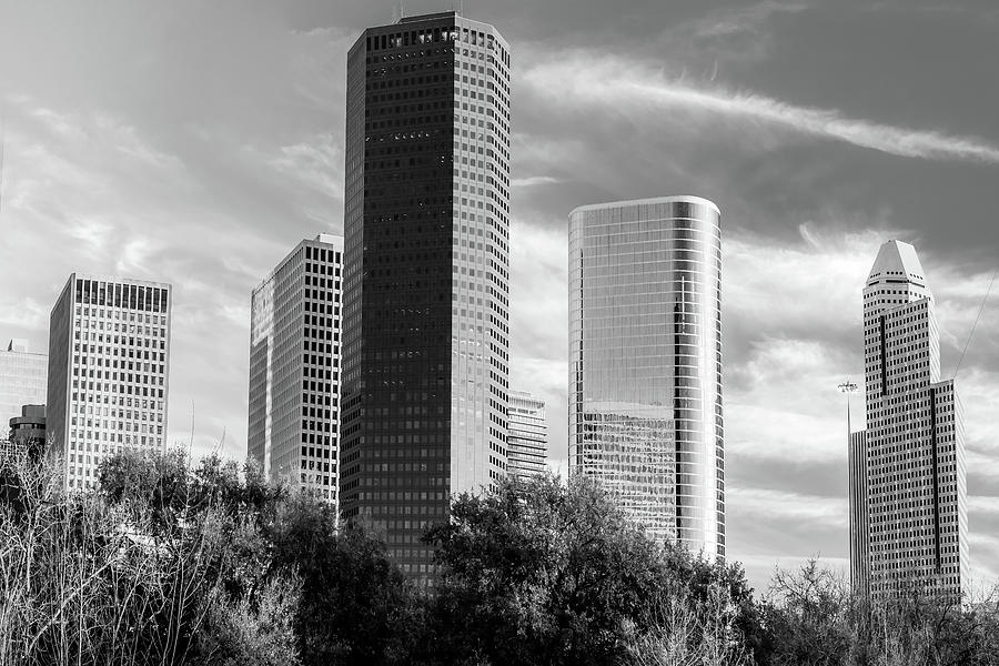 Houston Texas Urban Cityscape In Black And White Photograph by Gregory Ballos
