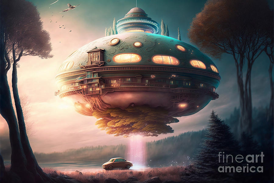 Hovering UFO XII Mixed Media by Jay Schankman