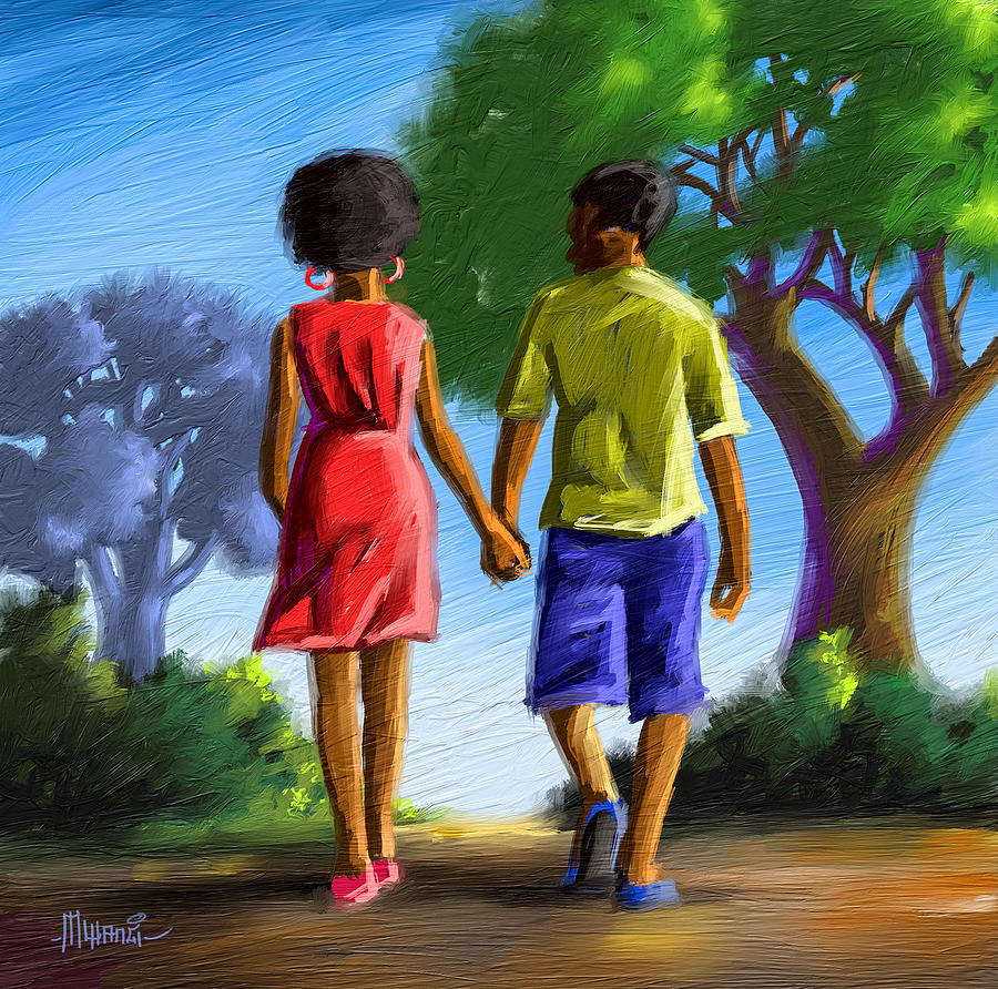 How a Family Begins Painting by Anthony Mwangi