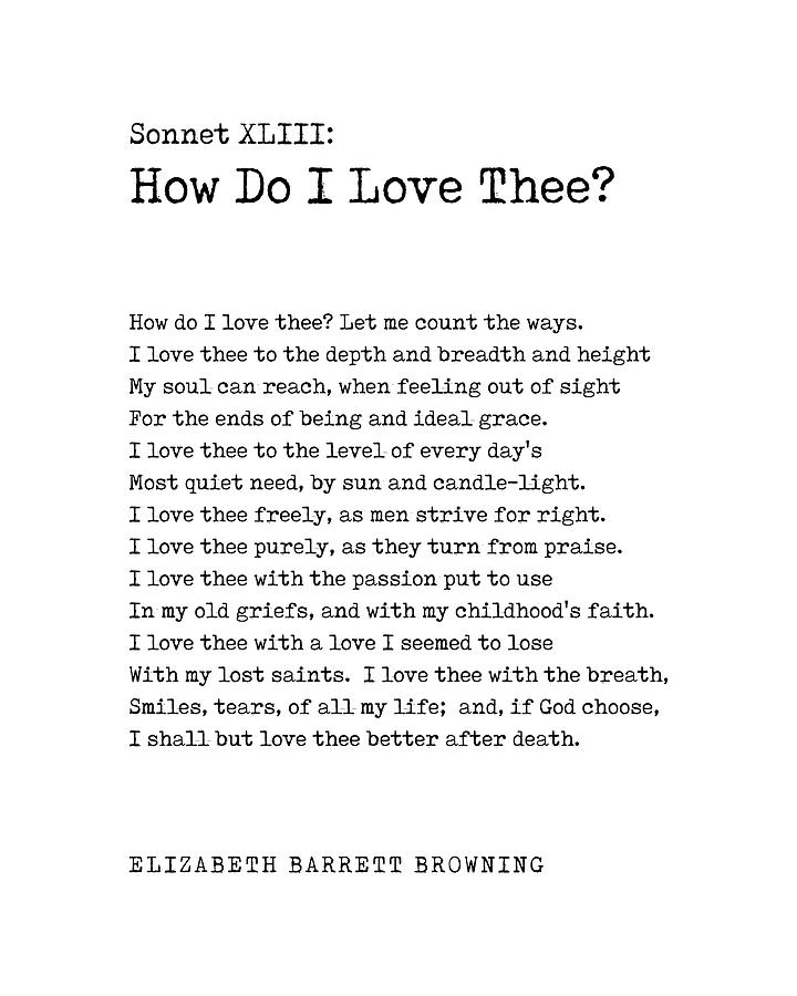 Typography Digital Art - How Do I Love Thee? - Elizabeth Barrett Browning Poem - Literature - Typewriter Print by Studio Grafiikka