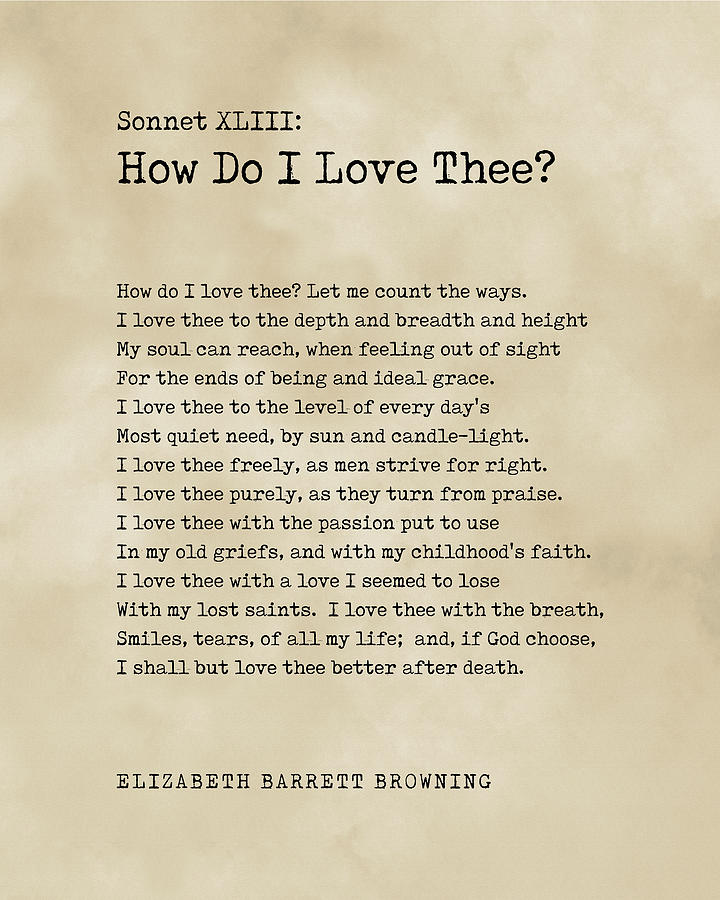 Typography Digital Art - How Do I Love Thee? - Elizabeth Barrett Browning Poem - Literature - Typewriter Print - Vintage by Studio Grafiikka