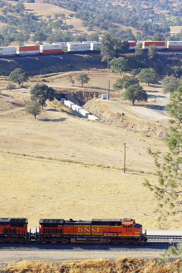How Many Trains? -- BNSF Freight Train on the Tehachapi Loop, California Photograph by Darin Volpe