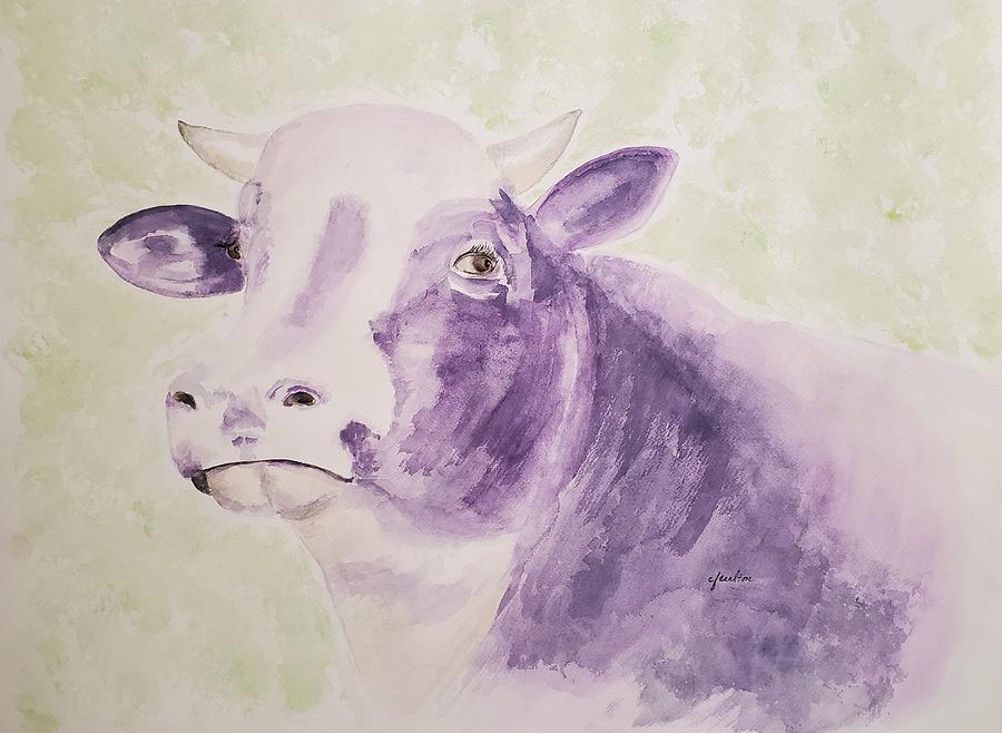 How Now Purple Cow Painting by Claudette Carlton