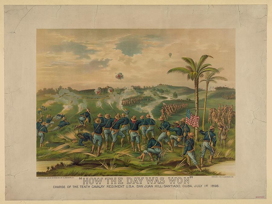 How the day was won Charge of the Tenth Cavalry Regiment USA San Juan Hill Cuba July 1st 1898 Photograph by Paul Fearn