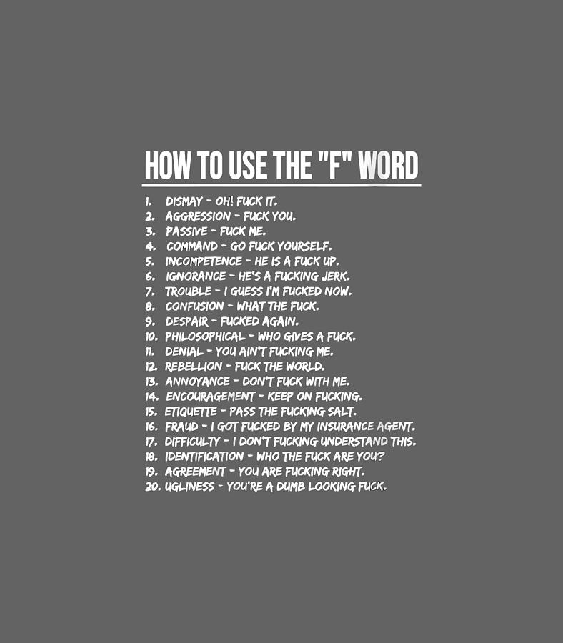 How to use the f word funny fuck joke gag sarcastic digital art by