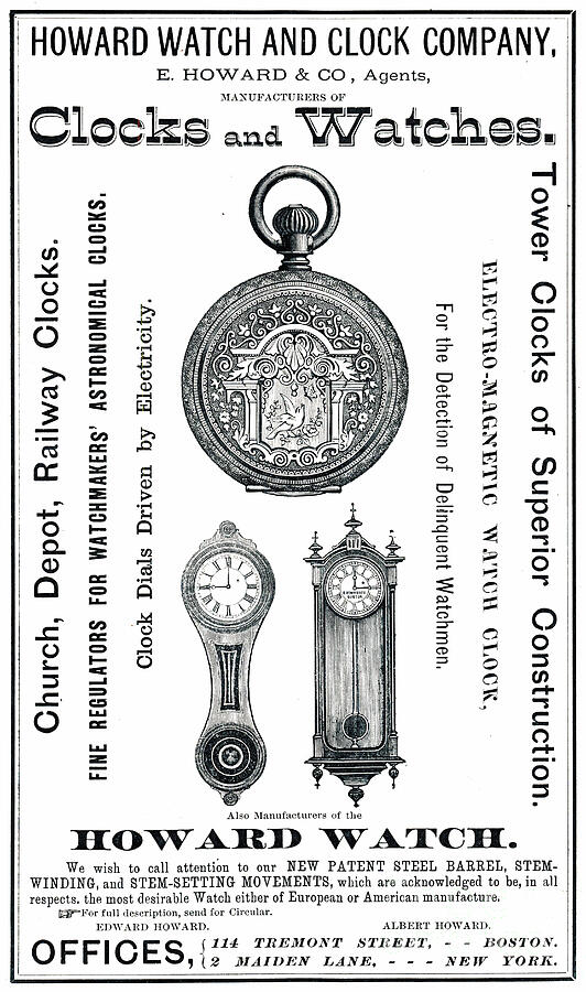 Art Print 1881 Howard Watch And Clock Company 1881 Mixed Media by Gary Roberts Art Print 1881 Howard Watch And Clock Company 1881 Mixed Media by Gary Roberts