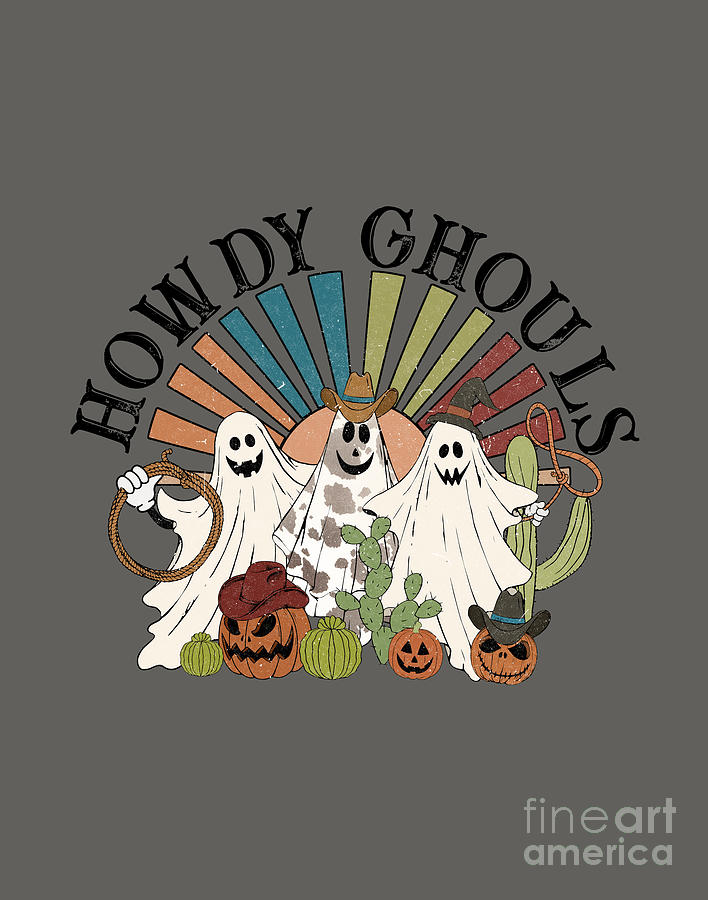 Pumpkin Digital Art - Howdy Ghouls Funny Halloween by Amira El sayed hefny