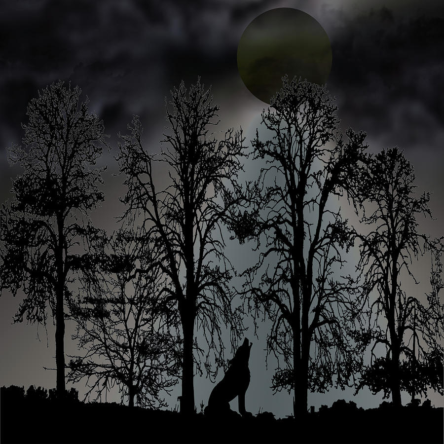 Howl At The Moon Digital Art by David Dehner