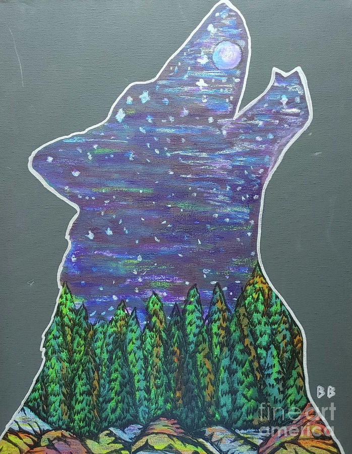 Howling At The Moon Mixed Media by Bradley Boug