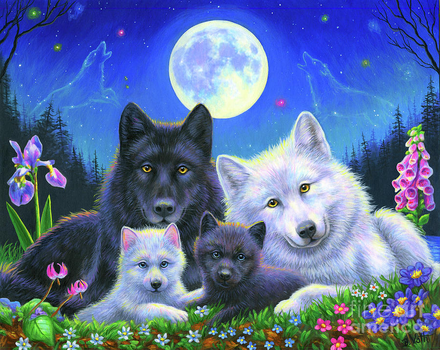 Wolves Painting - Howling Moon by Bridget Voth