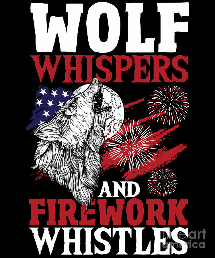 Howling Wolf White Stars Red Stripes American Flag Wolves Digital Art ...