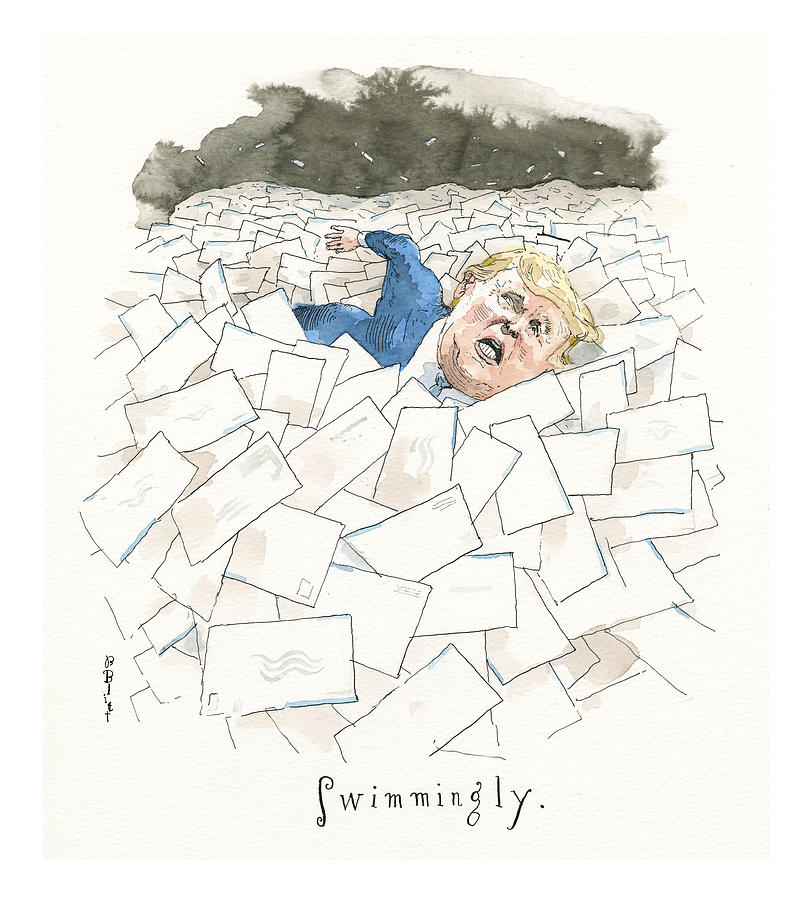 Swim Painting - Hows the Vote Count Going for Donald Trump? by Barry Blitt