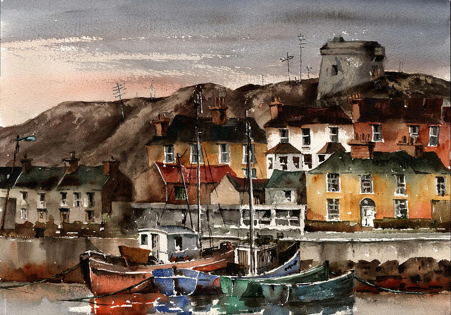 Howth Harbour Dusk, Co. Dublin Painting by Val Byrne