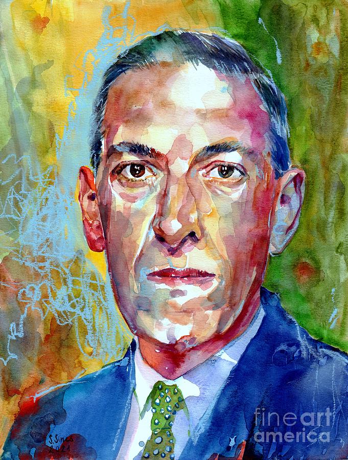 Vintage Painting - H.P. Lovecraft Portrait by Suzann Sines