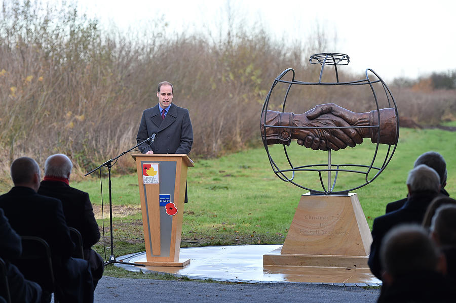 HRH The Duke of Cambridge, President of The FA, to Unveil Christmas Truce Football Monument Photograph by Handout