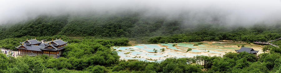 Huanglong s Colorful Pools and Traditional Temple Photograph by Benoit Bruchez Huanglong s Colorful Pools and Traditional Temple Photograph by Benoit Bruchez