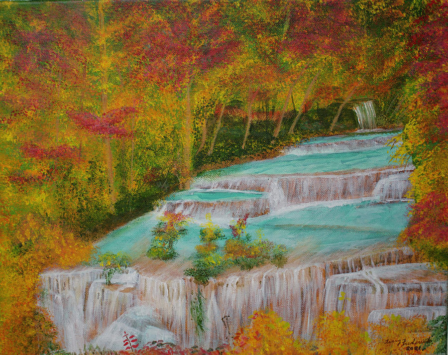 Huay Mae Khamin Waterfall, Thailand Painting by Terry Frederick
