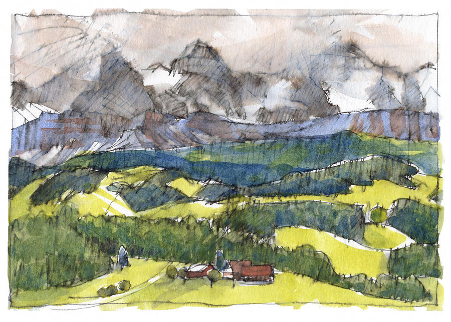 Hubeliweidli Alpensicht Painting by Judith Kunzle