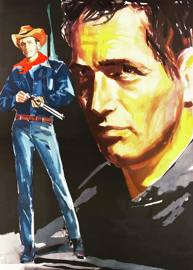 Paul Newman Painting - Hud, 1963, movie poster painting by Movie World Posters