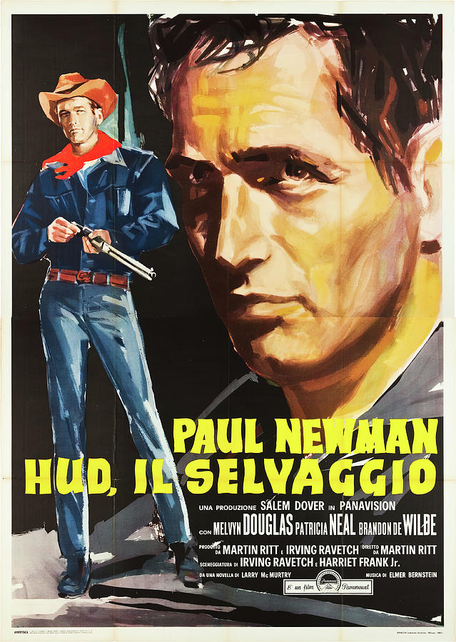 Paul Newman Mixed Media - Hud, with Paul Newman and Patricia Neal, 1963 by Movie World Posters
