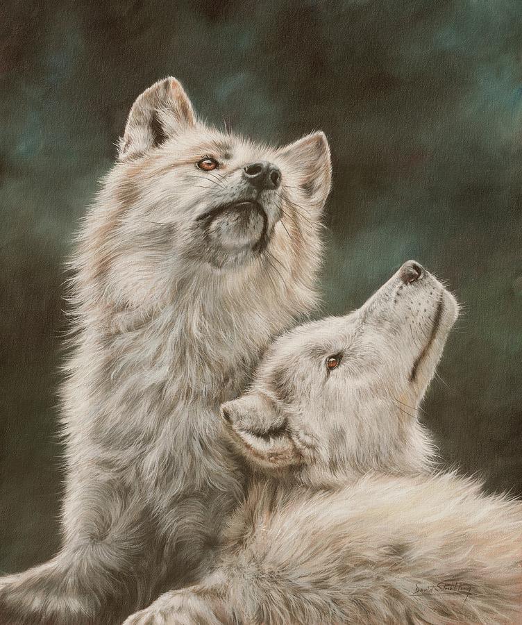 Hudson Bay Wolves Painting by David Stribbling