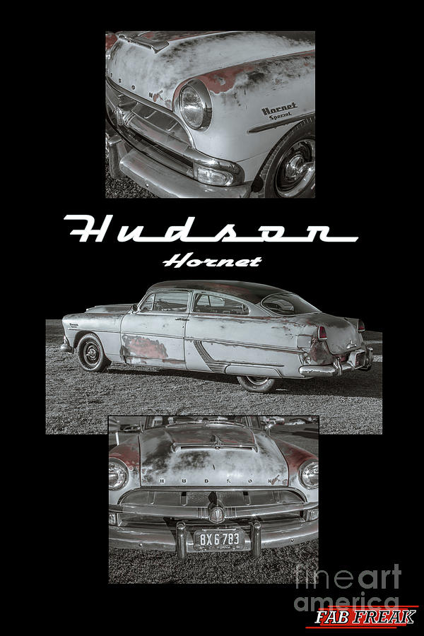 Hudson Hornet collage on black Photograph by Darrell Foster