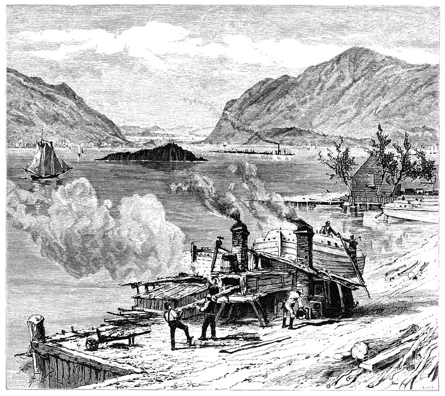 Hudson River, 1874 Drawing by Harry Fenn