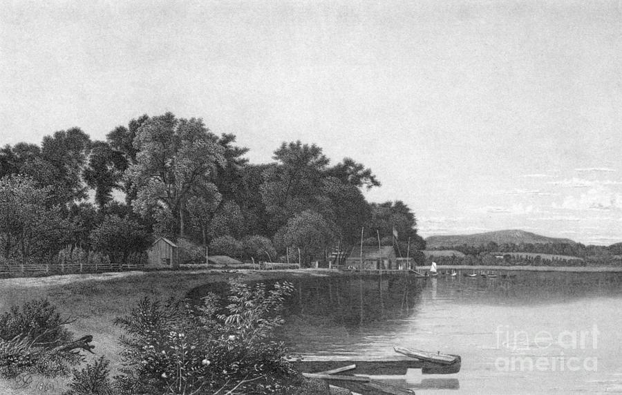 Hudson River, New York, 1874 Drawing by G W Wellstood and David Johnson