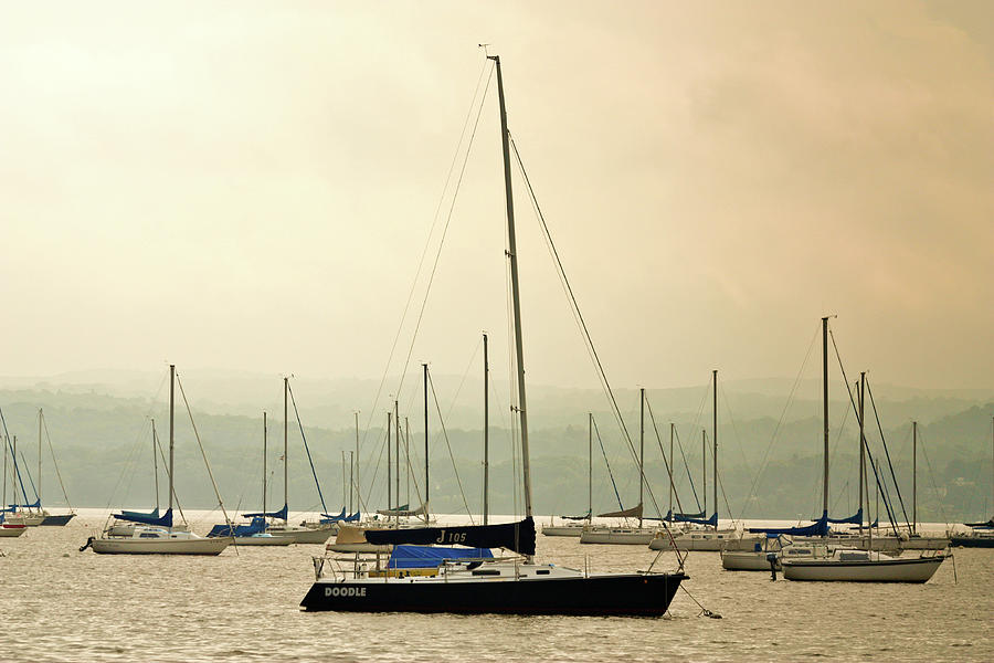 Hudson River Sailboats Photograph by Ann Murphy