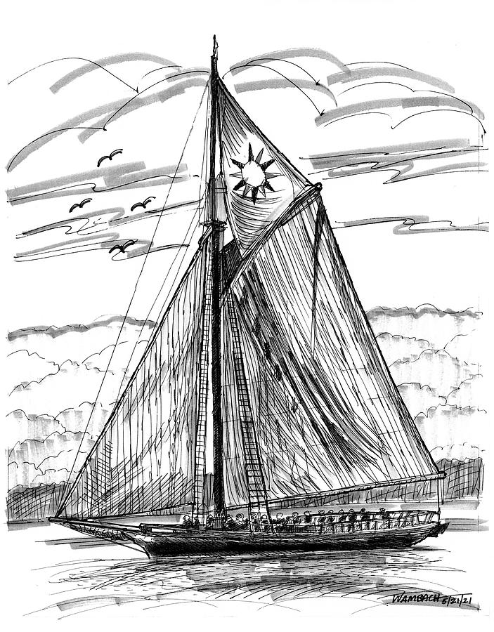 Hudson River Sloop Clearwater Drawing by Richard Wambach