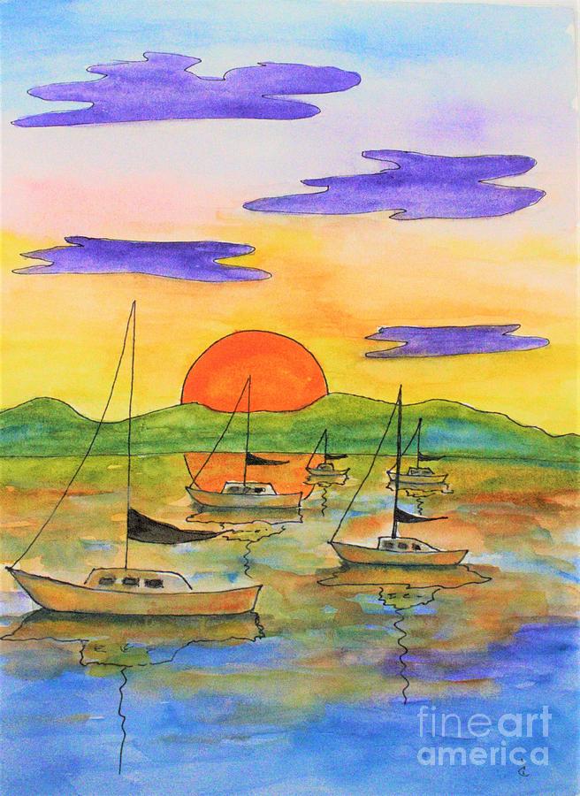 Hudson River Sunset Painting by Irene Czys