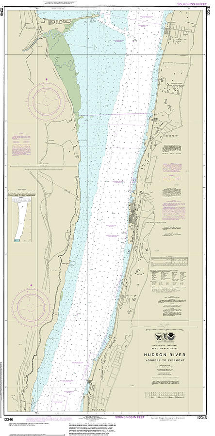 Hudson River Yonkers to Piermont Nautical Chart 12346 Digital Art by ...