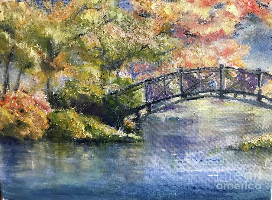 Hudson valley bridge Painting by Nancy Anton