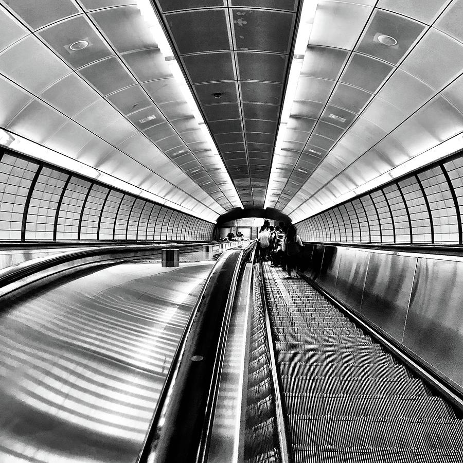 Hudson Yards Escalator Black and White Photograph by Julia Maddox - Pixels