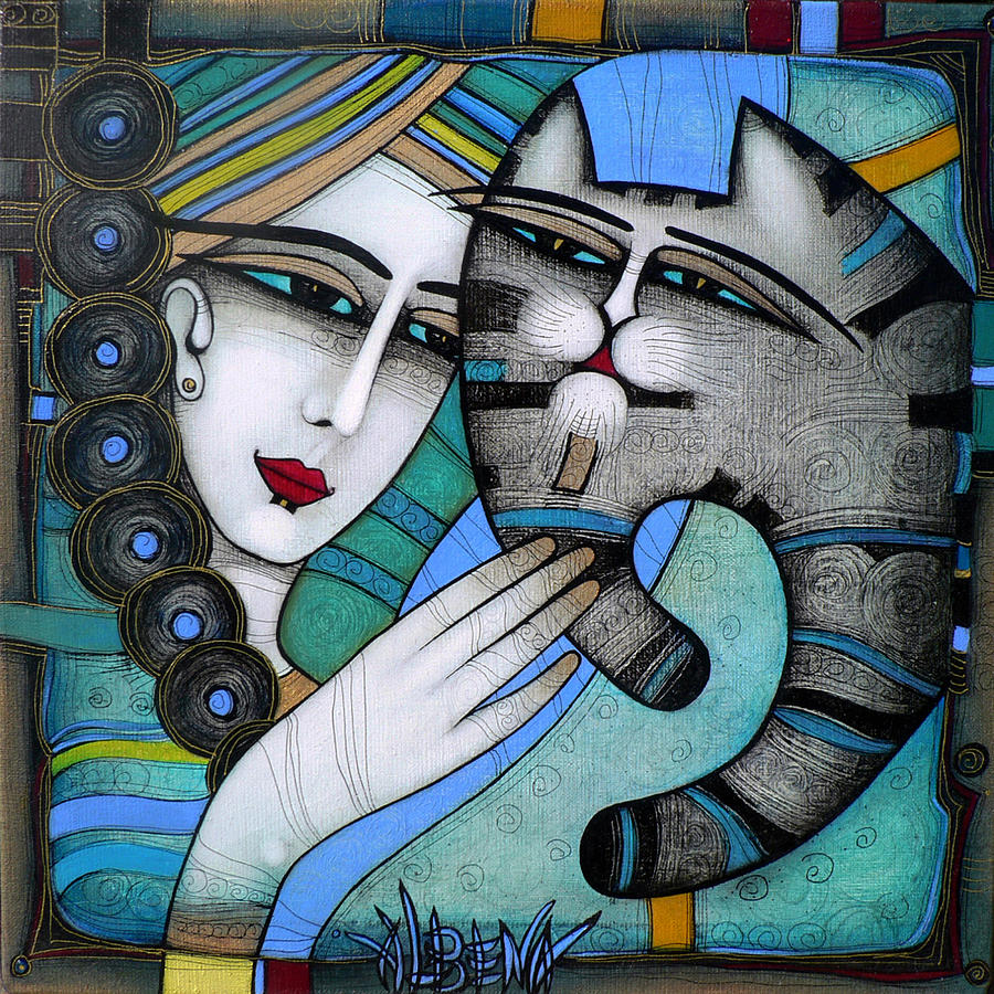 Cat Painting - HUG by Albena Vatcheva