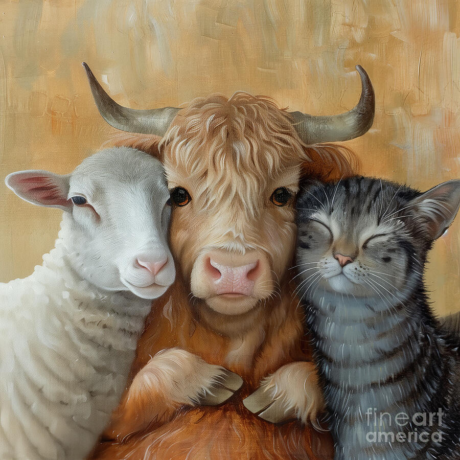 Animal Painting - Hug II by Mindy Sommers